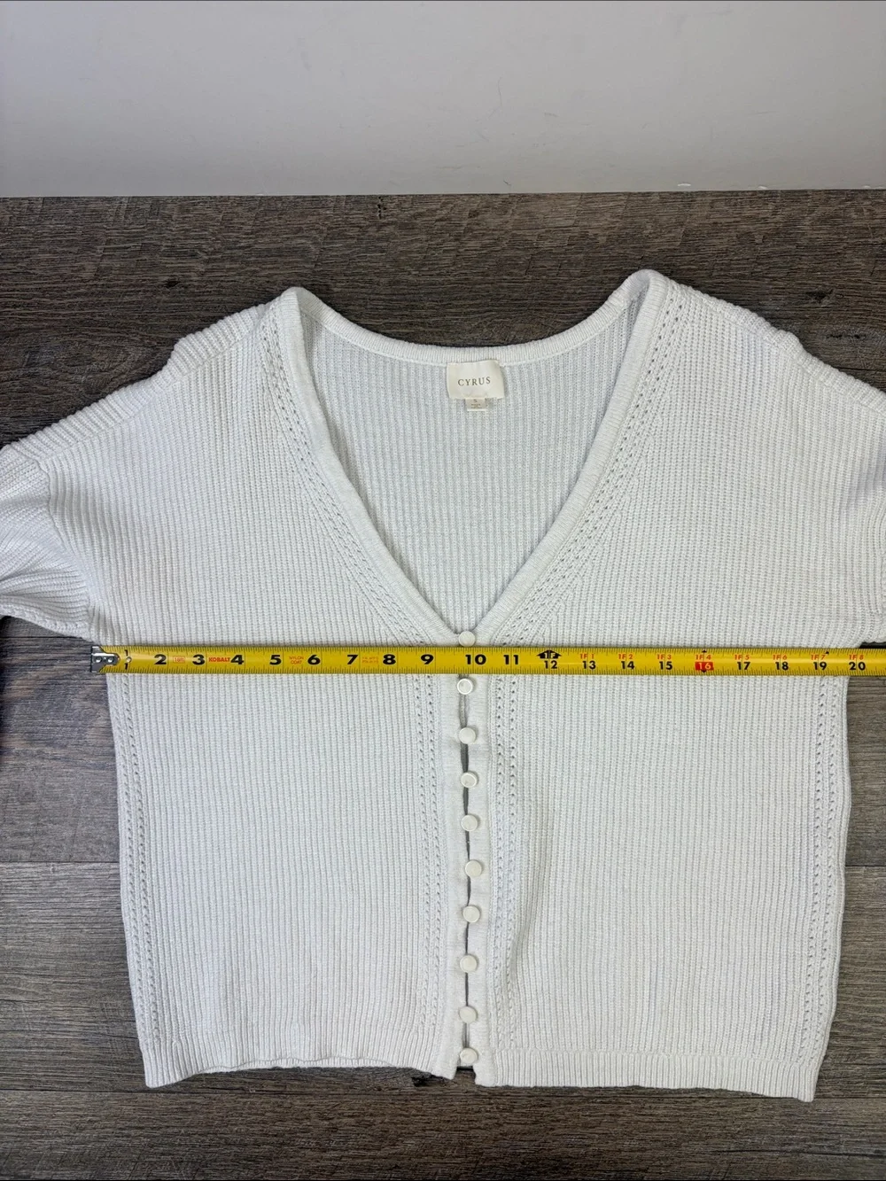 Cyrus White Ribbed Knit Button Front Cardigan Sweater Size Small